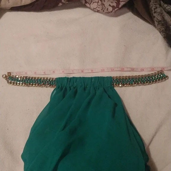 BeBe Elegant Chain Halter Backless Silky Sheer Dress - Picture 5 of 10